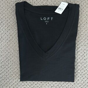 LOFT Black Everyday V neck Short Sleeve T-Shirt NWT